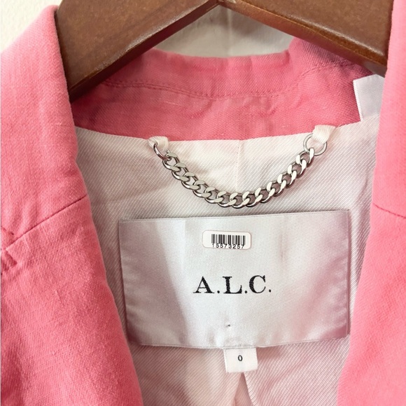 A.L.C. Donovan Linen-Blend Blazer in Dark Grapefruit Size 0 - Picture 3 of 6